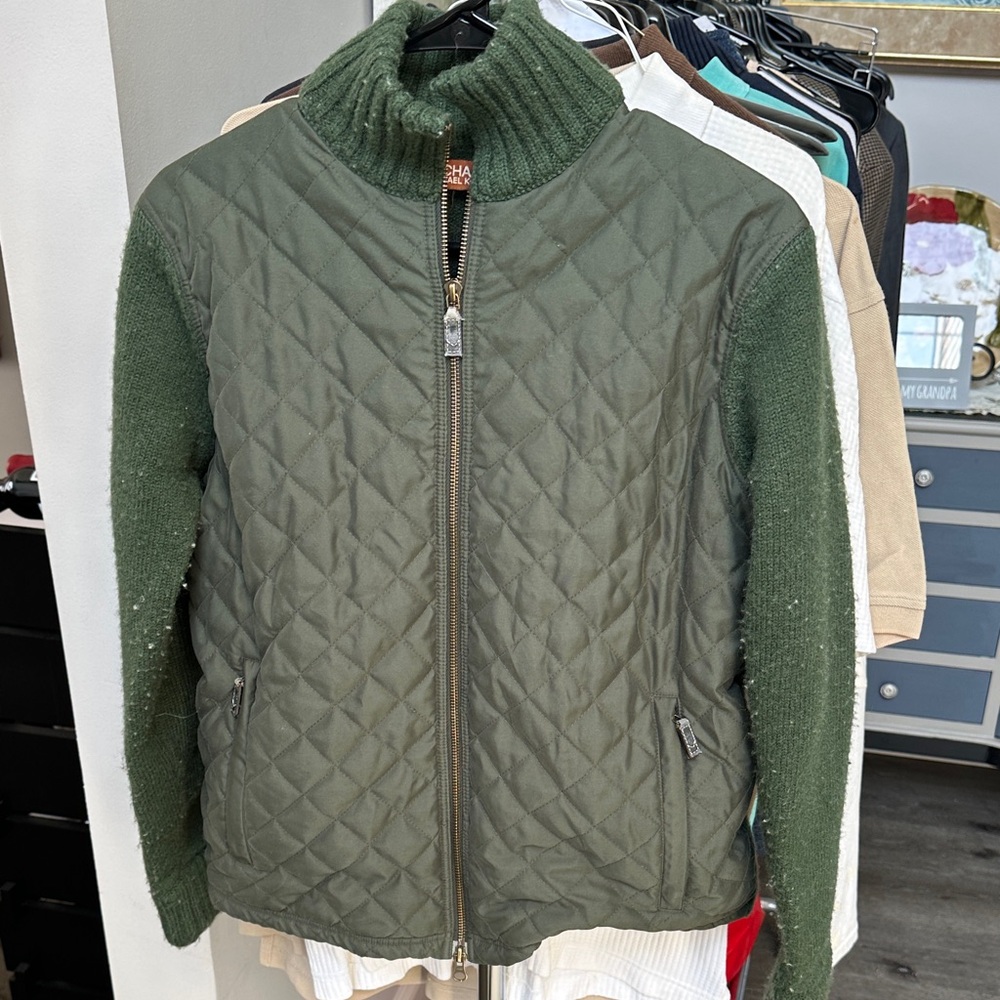 Michael Kors Olive Quilted Bomber Jacket